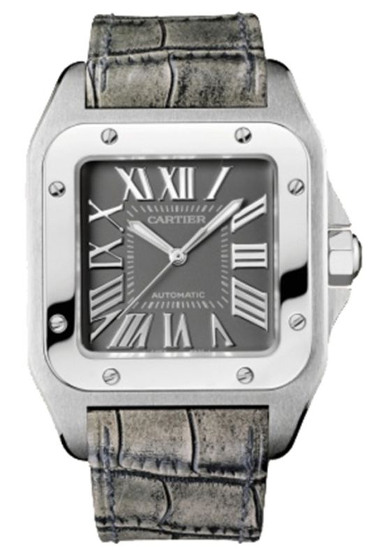 Cartier Watches : W20134X8 Calibre 049 Automatic Stainless Steel Grey With Roman Numerals Dial Grey Alligator Leather Band Men Watch