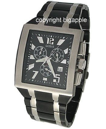 Guess Watches : W25006G1 Quartz Black Dial Stainless Steel Case With Black And White Stainless Steel Bracelet Men Watch