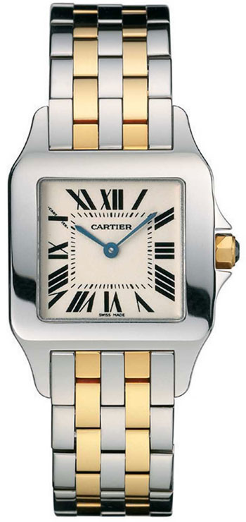 Cartier Watches : W25066Z6 Calibre 157 Quartz Polished Stainless Steel Silver With Roman Numerals Dial 18k Yellow Gold And Stainless Steel Band Women Watch