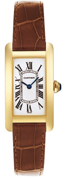 Cartier Watches : W2601556 Quartz 18k Yellow Gold Silver With Roman Numerals Dial Brown Crocodile Leather Band Women Watch
