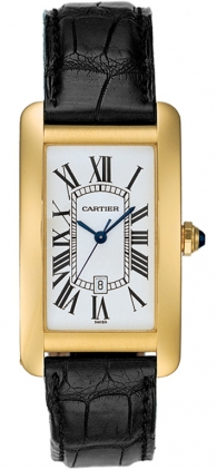 Cartier Watches : W2603156 Automatic 18kt Yellow Gold Silver Dial Crocodile Brown Leather Band Men Watch