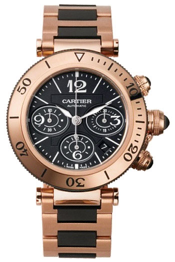 Cartier Watches : W301980M Calibre 8630 Automatic 18kt Rose Gold Black With Date Between 4 And 5 Dial 18k Rose Gold With Black Rubber Central Links Band Men Watch