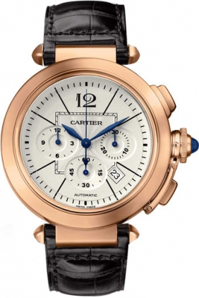 Cartier Watches : W3019951 Automatic 18kt Rose Gold Silver Dial Crocodile Brown Leather Band Men Watch