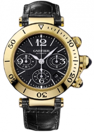 Cartier Watches : W3030017 Automatic 18kt Yellow Gold Black Dial Crocodile Black Leather Band Men Watch