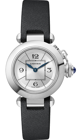 Cartier Watches : W3140025 Quartz Stainless Steel Silver Dial Satin Black Band Women Watch