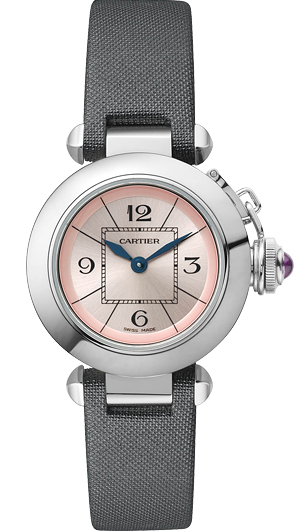 Cartier Watches : W3140026 Quartz Stainless Steel Pink Dial Satin Grey Band Women Watch