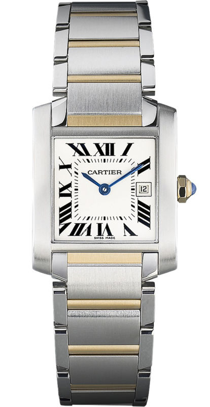 Cartier Watches : W51007Q4 Calibre 057 Quartz Brushed And Polished Stainless Steel Silver Grained With Roman Numerals Dial Brushed And Polished 18k Yellow Gold With Stainless Steel Band Women Watch