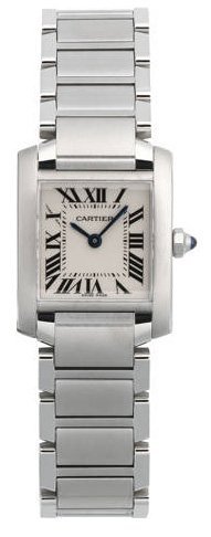 Cartier Watches : W51008Q3 Calibre 057 Quartz Brushed And Polished Stainless Steel Silver Grained With Roman Numerals Dial Brushed And Polished Stainless Steel Band Women Watch