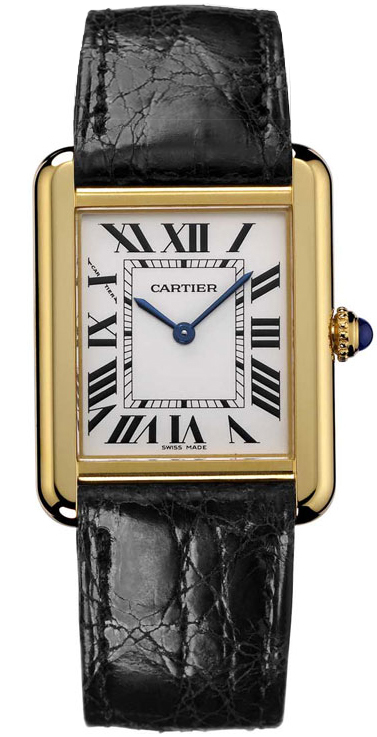 Cartier Watches : W5200004 Calibre 690 Quartz 18k Yellow Gold Tone Silver Opaline With Roman Numerals Dial Black Crocodile Leather Band Men Watch