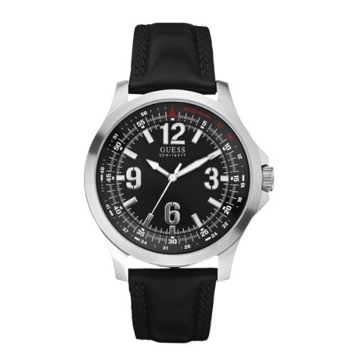 Guess Watches : W65017G1 Quartz Analog Black Leather Men Watch
