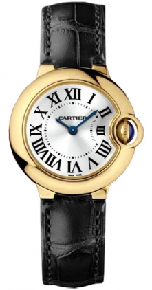 Cartier Watches : W6900156 Quartz 18kt Yellow Gold Silver Dial Crocodile Black Leather Band Women Watch