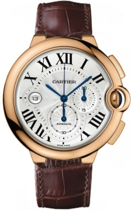 Cartier Watches : W6920009 Automatic 18kt Rose Gold Silver Dial Crocodile Brown Leather Band Men Watch