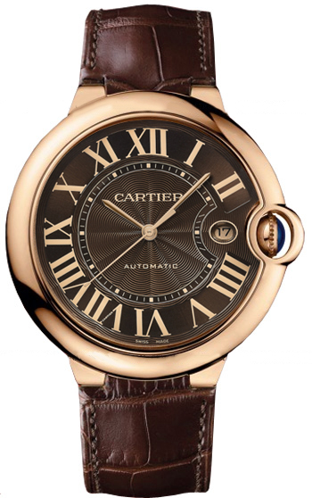 Cartier Watches : W6920037 Automatic Caliber 049 18k Polished Rose Gold Brown Guilloche Dial Dial Brown Crocodile Leather Band Men Watch