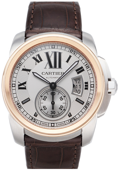 Cartier Watches : W7100039 Automatic 27 Jewels, Calibre 1904-PS MC with Approx. 48Hr Power Reserve 18kt Rose Gold And Stainless Steel - Brushed And Polished Silver With Black Roman Numerals And 60 Min. Scale On Outer Ring, Date At 3 And Large Seconds Sub-