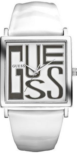 Guess Watches : W75022L2 Quartz Analog White Leather Rectangle Women Watch
