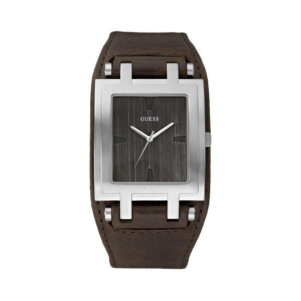 Guess Watches : W75039G2 Quartz Black Dial Stainless Steel Case With Brown Leather Stap Men Watch