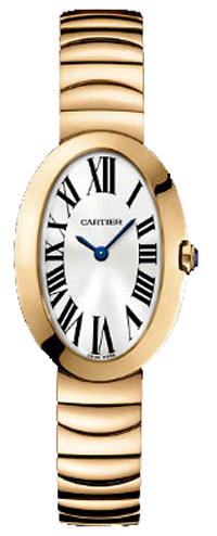 Cartier Watches : W8000005 Battery Operated Quartz 18k Polished Rose Gold Silver With Roman Numeral Hour Markers And Blue Sword Shaped Hands Dial 18k Rose Gold Band Women Watch