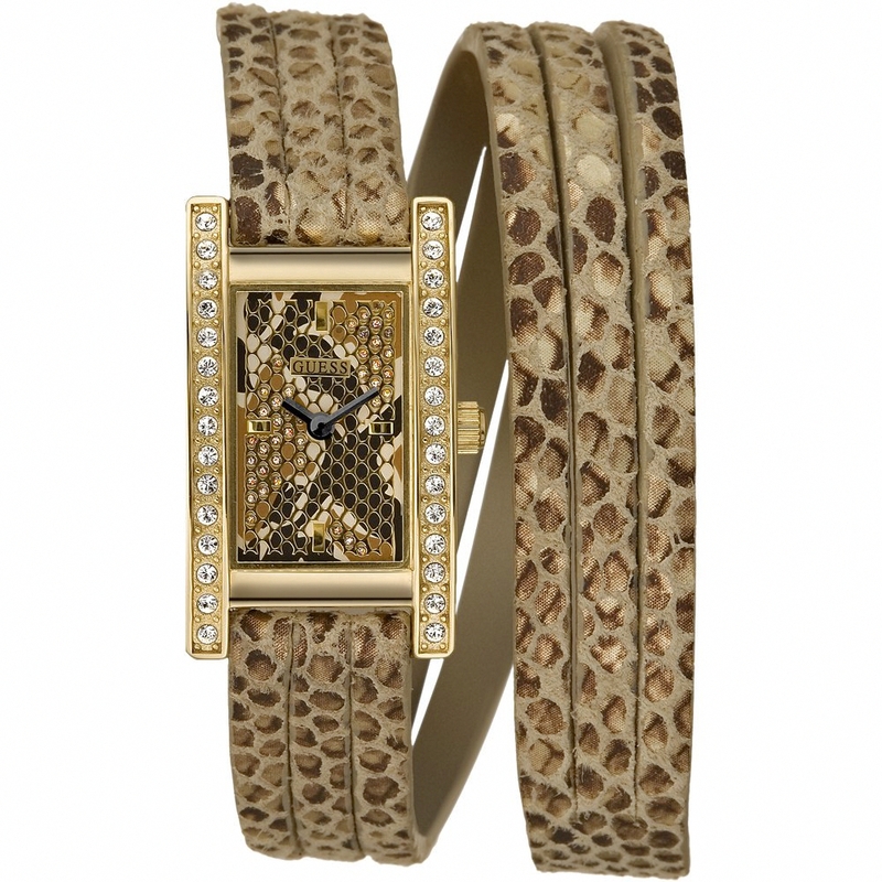 Guess Watches : W80047L1 Quartz Brown Dial Stainless Steel Case With Brown Leather Strap Women Watch