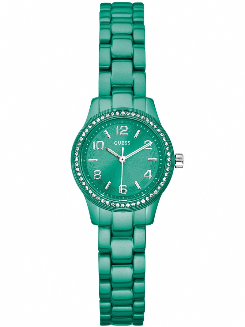 Guess Watches : W80074L4 Quartz Green Dial Stainless Steel Case And Bracelet Women Watch