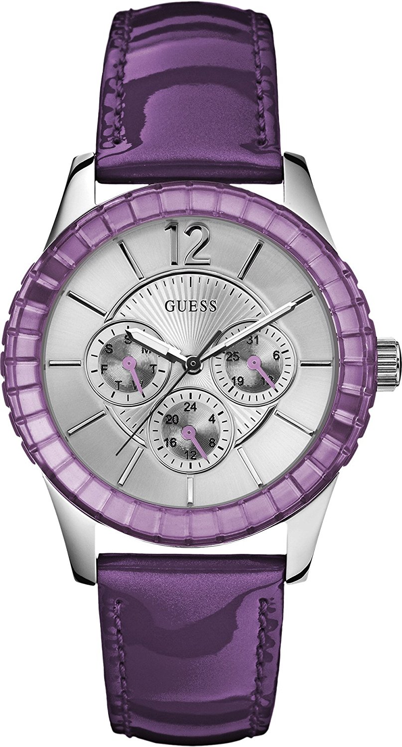 Guess Watches : W95134L4 Silver Dial Leather Band Women Watch
