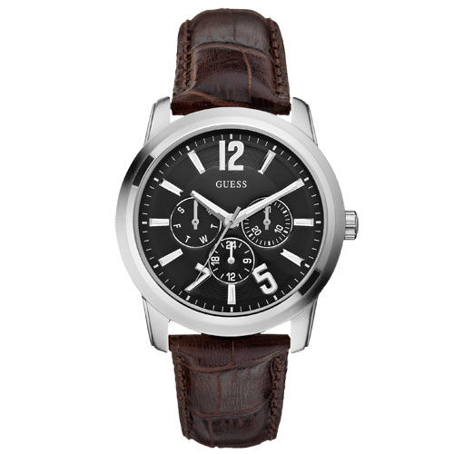 Guess Watches : W95141G1 Quartz Multifunction Dial Brown Leather Men Watch