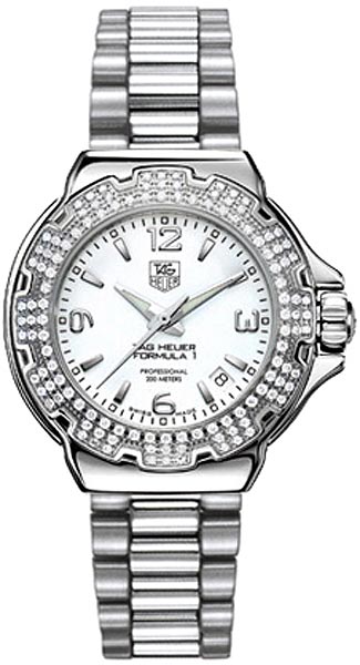 TAG Heuer Watches : WAC1215.BA0852 Quartz White Dial Date Diamond Bezel Stainless Steel Women Watch
