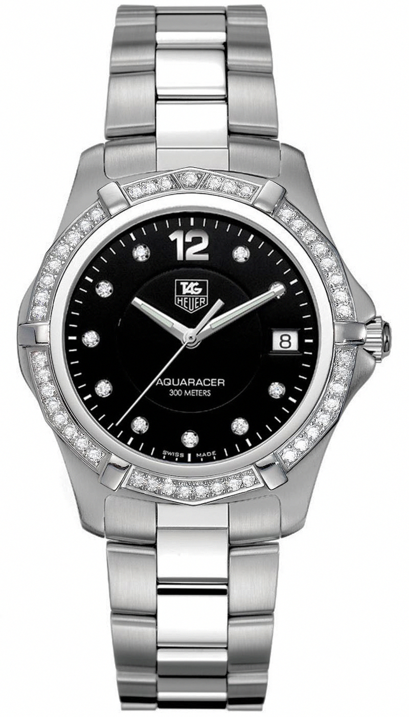 TAG Heuer Watches : WAF111D.BA0810 Quartz Black Diamond Dial Diamond Bezel Stainless Steel Men Watch