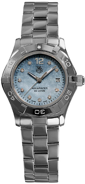 TAG Heuer Watches : WAF1419.BA0824 Quartz Blue Mother of Pearl Diamond Dial Date Stainless Steel Women Watch