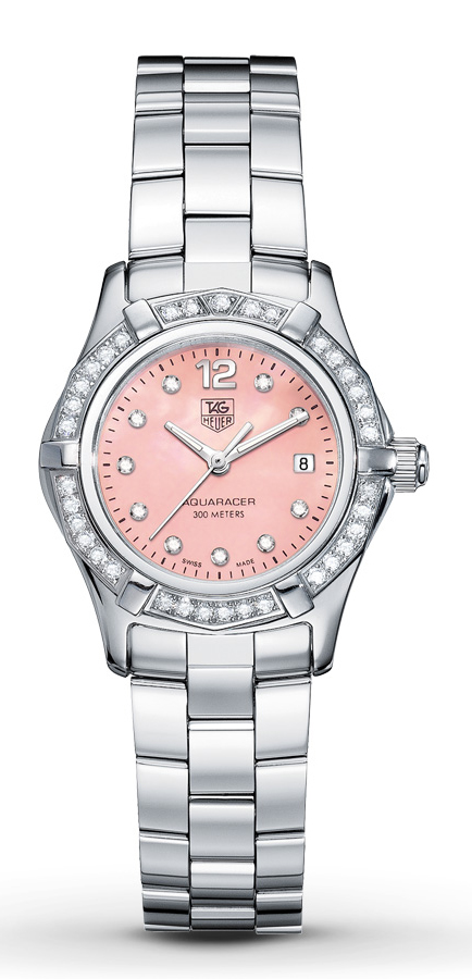 TAG Heuer Watches : WAF141B.BA0813 Quartz Pink Mother of Pearl Diamond Dial Diamond Bezel Stainless Steel Women Watch