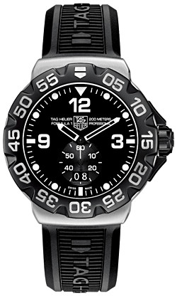TAG Heuer Watches : WAH1010.FT6026 Quartz Black Dial Brushed Stainless Steel Case With Black Rubber Strap Women Watch