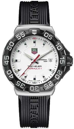 TAG Heuer Watches : WAH1111.FT6024 Quartz White Dial Stainless Steel Case With Black Rubber Strap Men Watch