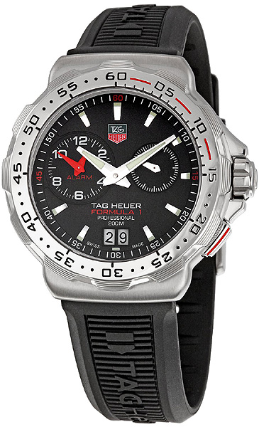 TAG Heuer Watches : WAH111C.BT0714 Quartz Grande Date Alarm Black Rubber Men Watch
