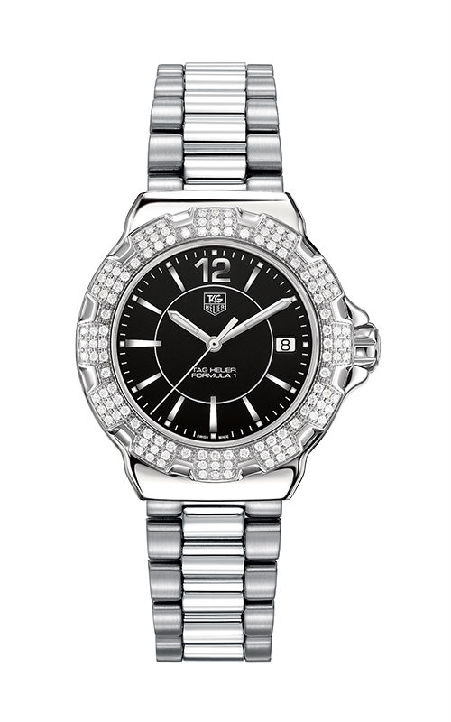 TAG Heuer Watches : WAH1217.BA0852 Quartz Black Dial Date Diamond Bezel Stainless Steel Women Watch