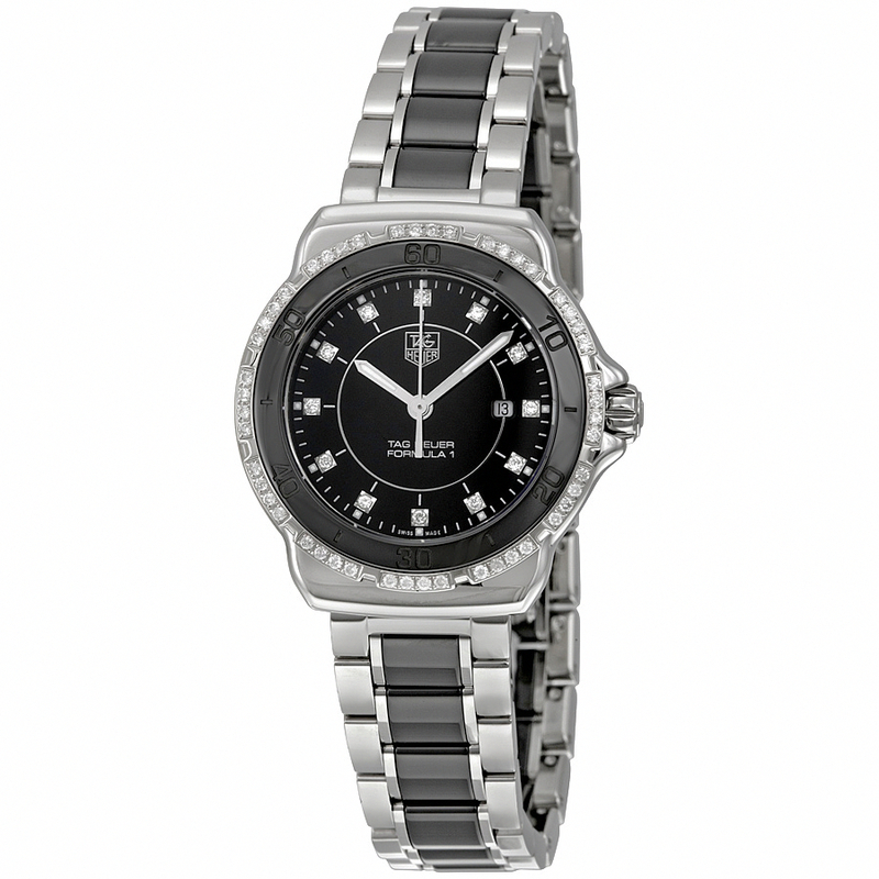 TAG Heuer Watches : WAH1312.BA0876 Quartz Diamond Dial Diamond Bezel Stainless Steel and Ceramic Women Watch