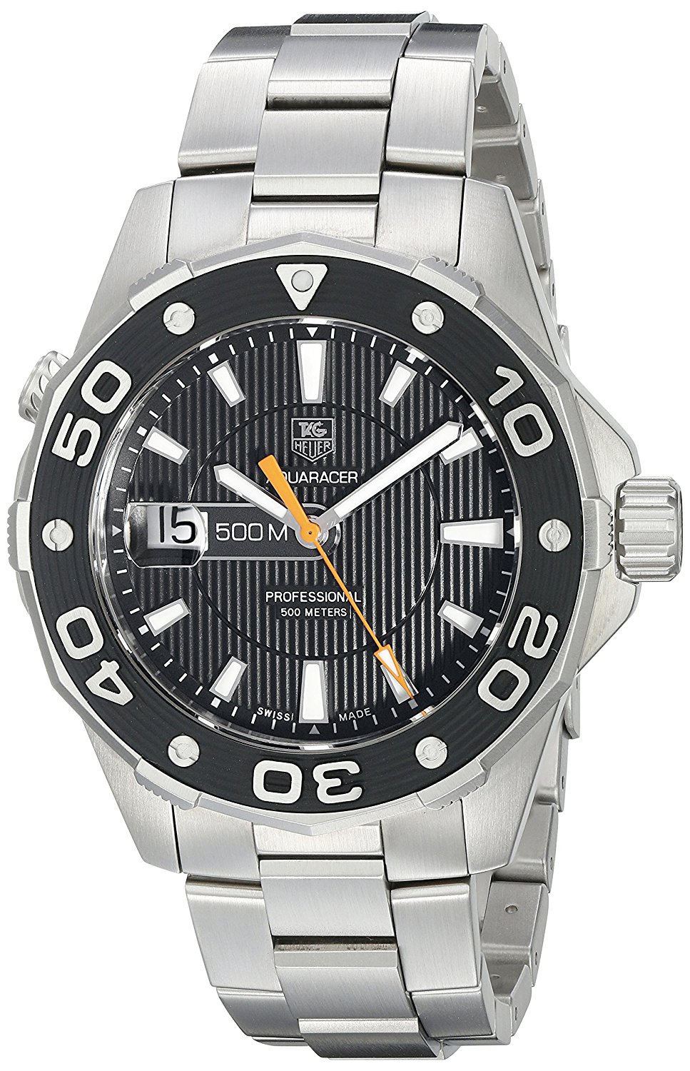 TAG Heuer Watches : WAJ1110.BA0870 Black Dial Stainless Steel Band Men Watch