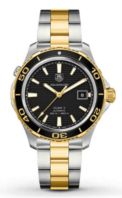 TAG Heuer Watches : WAK2122.BB0835 Automatic Black Dial Date Stainless Steel and 18ct Gold Plated Men Watch