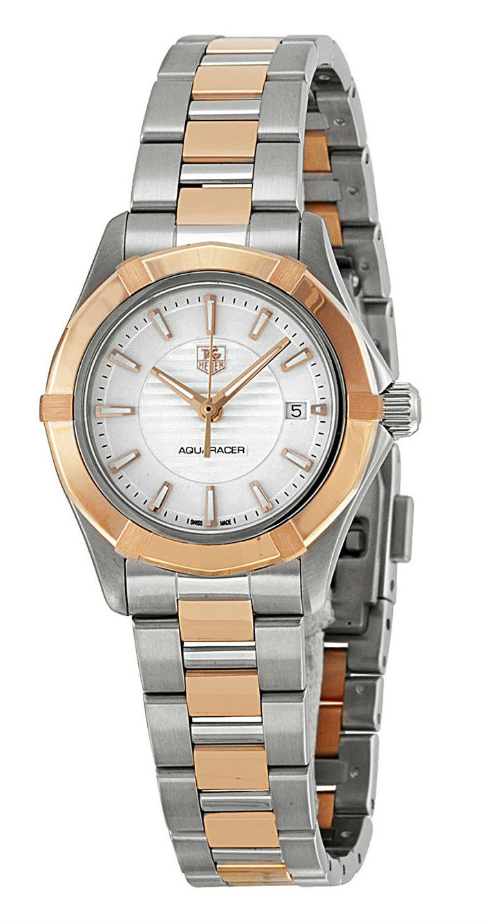 TAG Heuer Watches : WAP1450.BD0837 Quartz White Dial Date Stainless Steel and Rose Gold Women Watch