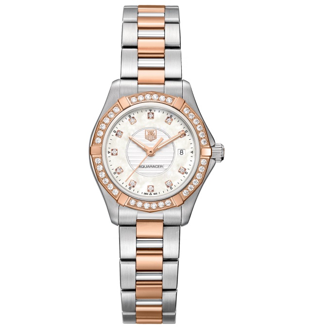 TAG Heuer Watches : WAP1452.BD0837 Quartz 11 Diamonds Dial Stainless Steel and Rose Gold Women Watch