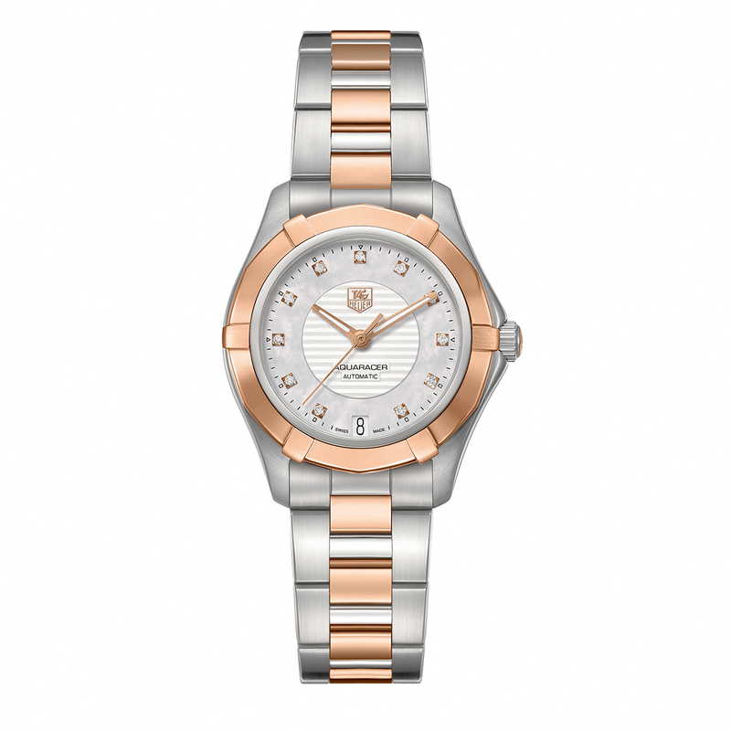 TAG Heuer Watches : WAP2351.BD0838 Automatic 11 Diamonds Dial Stainless Steel and Rose Gold Women Watch