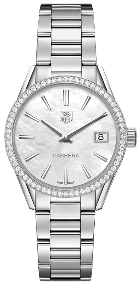 TAG Heuer Watches : WAR1315.BA0773 Quartz Mother of Pearl Dial Date Diamond Bezel Stainless Steel Women Watch