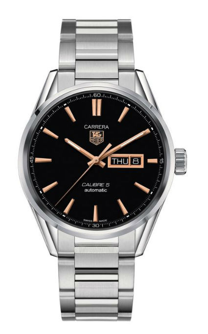 TAG Heuer Watches : WAR201C.BA0723 Automatic Calibre 5 Black Opalin Day Date Stainless Steel Men Watch