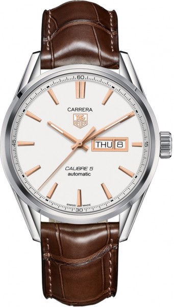 TAG Heuer Watches : WAR201D.FC6291 Automatic Calibre 5 Analog Day Date Brown Leather Men Watch