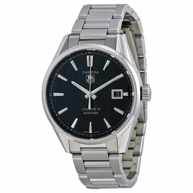 TAG Heuer Watches : WAR211A.BA0782 Automatic Calibre 5 Black Dial Date Stainless Steel Men Watch