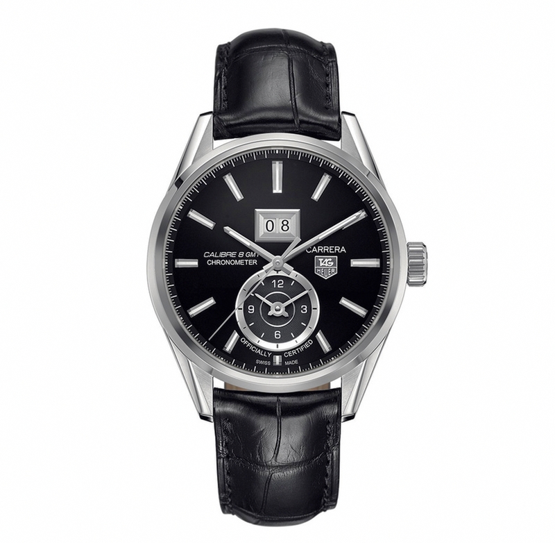 TAG Heuer Watches : WAR5010.FC6266 Automatic Black Dial Stainless Steel Case With Black Leather Strap Men Watch