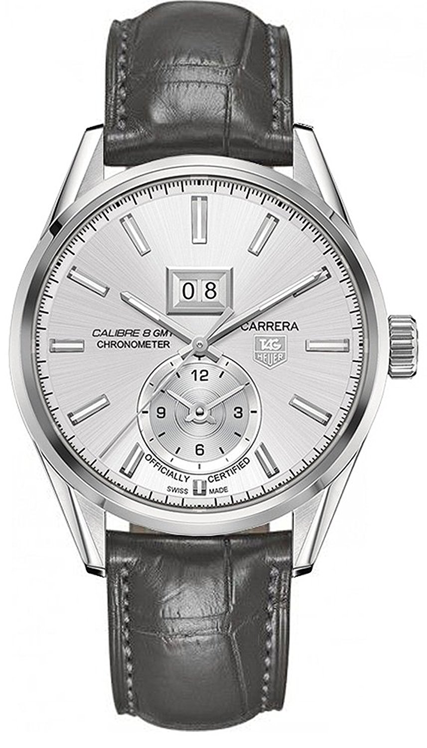 TAG Heuer Watches : WAR5011.FC6326 Silver Dial Crocodile Leather Band Men Watch