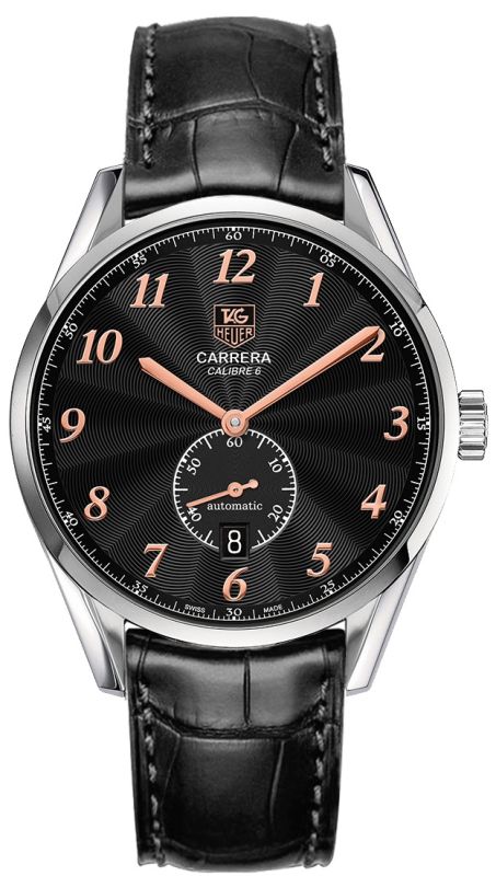 TAG Heuer Watches : WAS2114.FC6180 Automatic Calibre 6 Heritage Black Dial Date Leather Men Watch