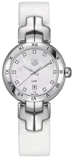 TAG Heuer Watches : WAT1417.FC6316 Quartz Mother of Pearl Diamond Dial White Leather Women Watch