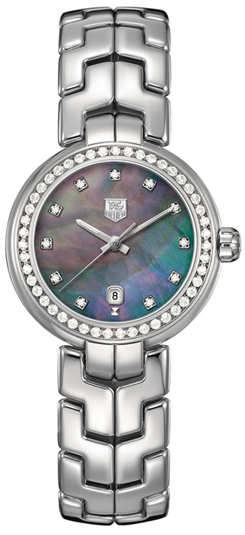 TAG Heuer Watches : WAT1419.BA0954 Quartz Mother Black Mother of Pearl Diamond Dial Diamond Bezel Stainless Steel Women Watch