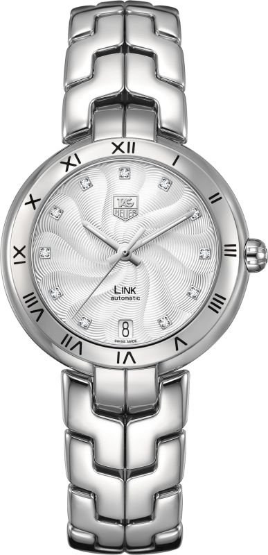 TAG Heuer Watches : WAT2311.BA0956 Self Winding Automatic Movement Polished Stainless Steel Silver Guilloche Diamond Dial Polished Stainless Steel Band Women Watch