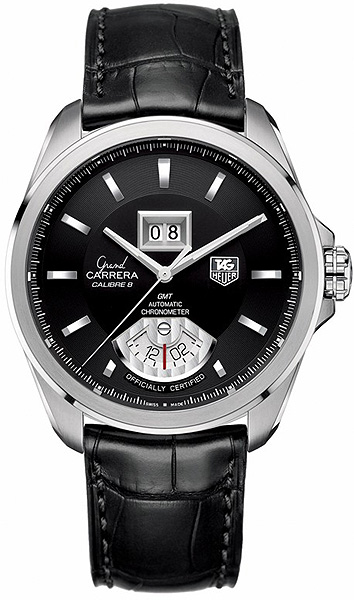 TAG Heuer Watches : WAV5111.FC6225 Calibre 8 Automatic Chronometer Grande Date GMT Black Leather Men Watch